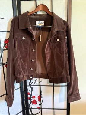 NWT Vintage Blue Asphalt Dark Brown Jean Jacket Style 100% Cotton Velveteen